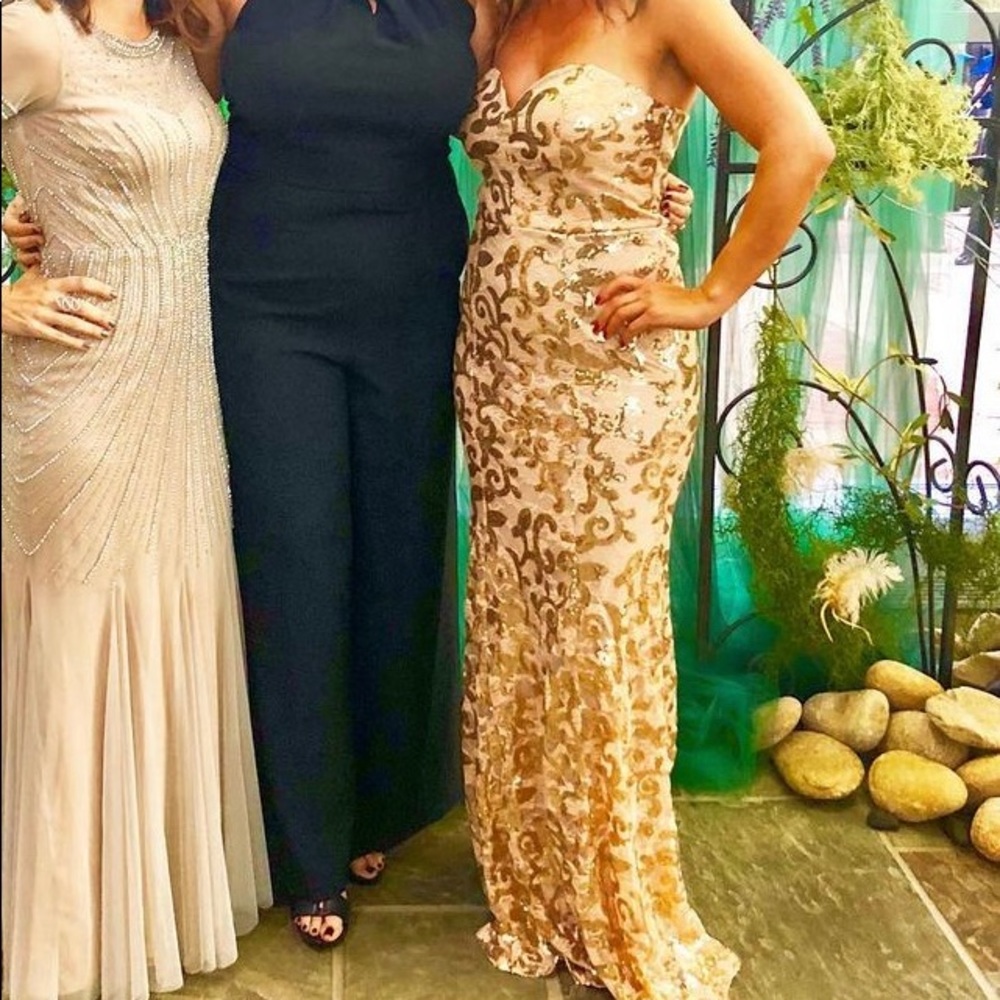 Stunning sequin rose gold/gold strapless gown